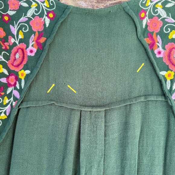 🆕 NWT Umgee Embroidered Linen Blend High Low Dress Green Size S - Picture 10 of 11